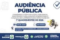 AUDIÊNCIA PÚBLICA - APRESENTAÇÃO E AVALIÇÃO DO CUMPRIMENTO DAS METAS FISCAIS DO 1º QUADRIMESTRE DE 2026