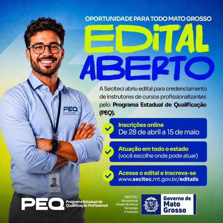 Seciteci abre inscrições para instrutores do PEQ com vagas em todo Mato Grosso